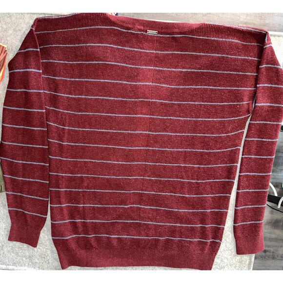 prAna Milani V-Neck Sweater Maroon stripe, Size Medium organic cotton - Picture 4 of 5